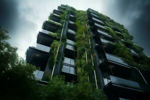 gebouw planten muren ecologie. genereren ai foto