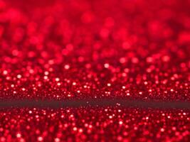 rood Kerstmis schitteren achtergrond met sterren. feestelijk gloeiend wazig textuur. foto