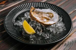 vers Frans voorafje oesters Aan ijs met citroen foto