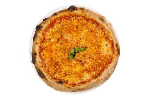 pizza margarita top visie. pizza met kaas geïsoleerd foto