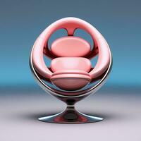 futuristische elegant roze fauteuil Aan gekleurde achtergrond. ai gegenereerd foto