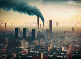 lucht verontreiniging in een hoogbouw stad foto