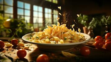 ai generatief Italiaans pasta schotel voedsel foto