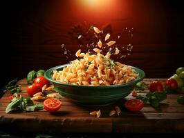 ai gegenereerd heerlijk Italiaans pasta voedsel foto
