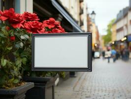 ai gegenereerd een blanco winkel teken foto