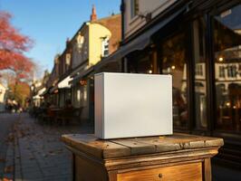 ai gegenereerd een blanco winkel teken foto