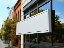 ai gegenereerd een blanco winkel teken foto