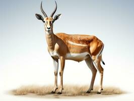 antilope gazelle geïsoleerd Aan een wit achtergrond. 3d veroorzaken. ai generatief foto