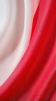 rood en wit gestreept kleding stof structuur achtergrond. ai gegenereerd foto