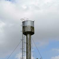 ooievaar Aan een dak van de water toren foto