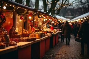 ai generatief beeld van een charmant Kerstmis markt foto