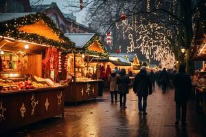 ai generatief beeld van een charmant Kerstmis markt foto