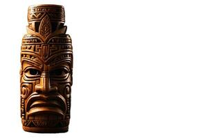 ai generatief tiki masker, polynesisch cultuur, Hawaï, geïsoleerd Aan wit, transparant achtergrond foto