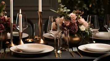 elegant tafel instelling met goud accenten - geavanceerde en chique foto
