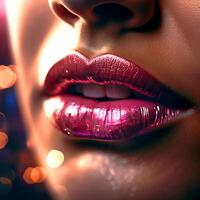 ai generatief mooi vrouw abstract glanzend lippen foto