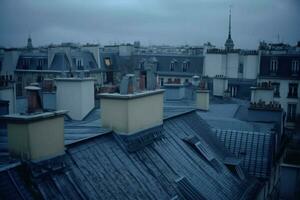 daken stad visie Bij nacht. genereren ai foto