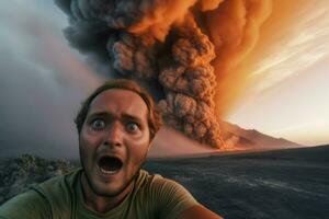 selfie vulkaan. genereren ai foto