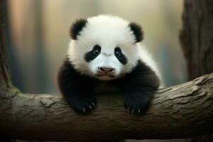 pluizig schattig baby panda. genereren ai foto