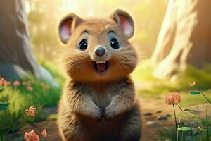 helder schattig glimlachen quokka. genereren ai foto