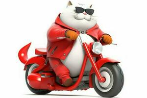 kat ritten motorfiets zonnebril. genereren ai foto