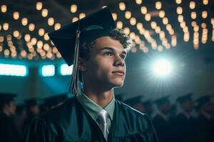 jongen diploma uitreiking ceremonie. genereren ai foto