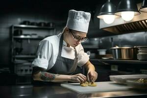 vrouw chef keuken. genereren ai foto