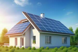 zonne- paneel energie huis. genereren ai foto