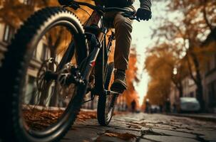 fietser rijden de berg fiets Aan de aarde weg. extreem sport concept ai gegenereerd foto