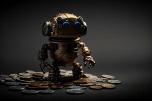 robot goud ons dollar munt voorraad markt forex handel diagram futuristische slim investering technologie achtergrond, generatief ai. foto