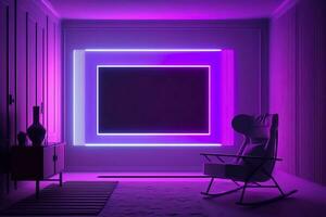 opname studio met neon lichten in projectie. generatief ai. foto