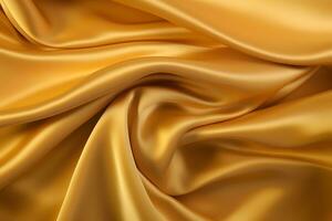 gouden zijde kleding stof achtergrond. generatief ai foto