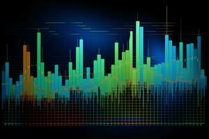 een diagram van voorraad prijzen Aan een zwart achtergrond. generatief ai foto