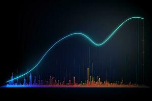 een diagram met een lijn en een bar grafiek. generatief ai foto