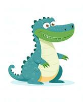 alligator. illustratie van schattig krokodil karakter tekenfilm vector. onderwijs kaart voor kinderen aan het leren dieren. generatief ai foto