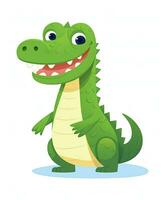 schattig tekenfilm krokodil vector illustratie. generatief ai foto