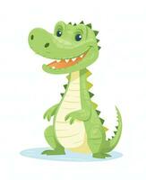 schattig tekenfilm krokodil zittend Aan de grond. generatief ai foto