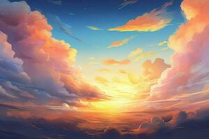 kleurrijk mooi wolken in de lucht Bij zonsondergang. generatief ai foto