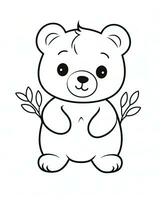 vector tekenfilm lief teddy beer. dier kleur bladzijde. monochroom zwart dier illustratie. generatief ai foto