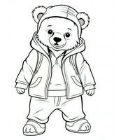 kleur Pagina's voor kinderen teddy beer. generatief ai foto