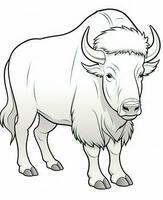 een bizon is staand in voorkant van een wit achtergrond. generatief ai foto