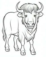 een buffel is staand in een lijn tekening. generatief ai foto