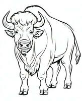 een bizon is staand in een lijn tekening. generatief ai foto