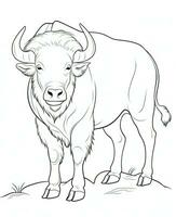 een kleur bladzijde met een buffel. generatief ai foto