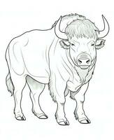 een kleur bladzijde van een bizon. generatief ai foto