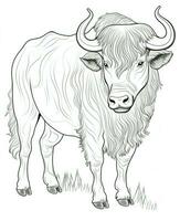 een kleur bladzijde van een buffel. generatief ai foto