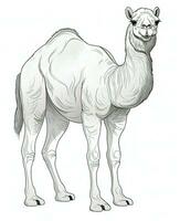 een tekening van een kameel Aan een wit achtergrond. generatief ai foto