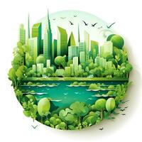 papercut Gaan groen gebouw vergroening geeft terug naar natuur, ai generatief foto