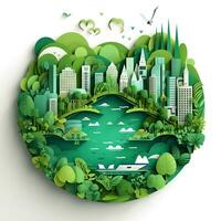 papercut Gaan groen gebouw vergroening geeft terug naar natuur, ai generatief foto