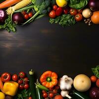 verzameling van groenten en fruit specerijen kopiëren ruimte, ai generatief foto