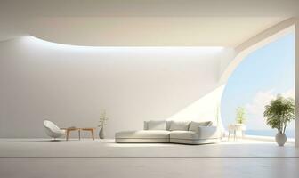 wit minimalistische huis interieur, elegant en luxueus, futuristisch, ai generatief foto